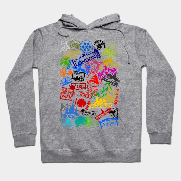 Travel Destination Passport Stamps Hoodie by citypanda